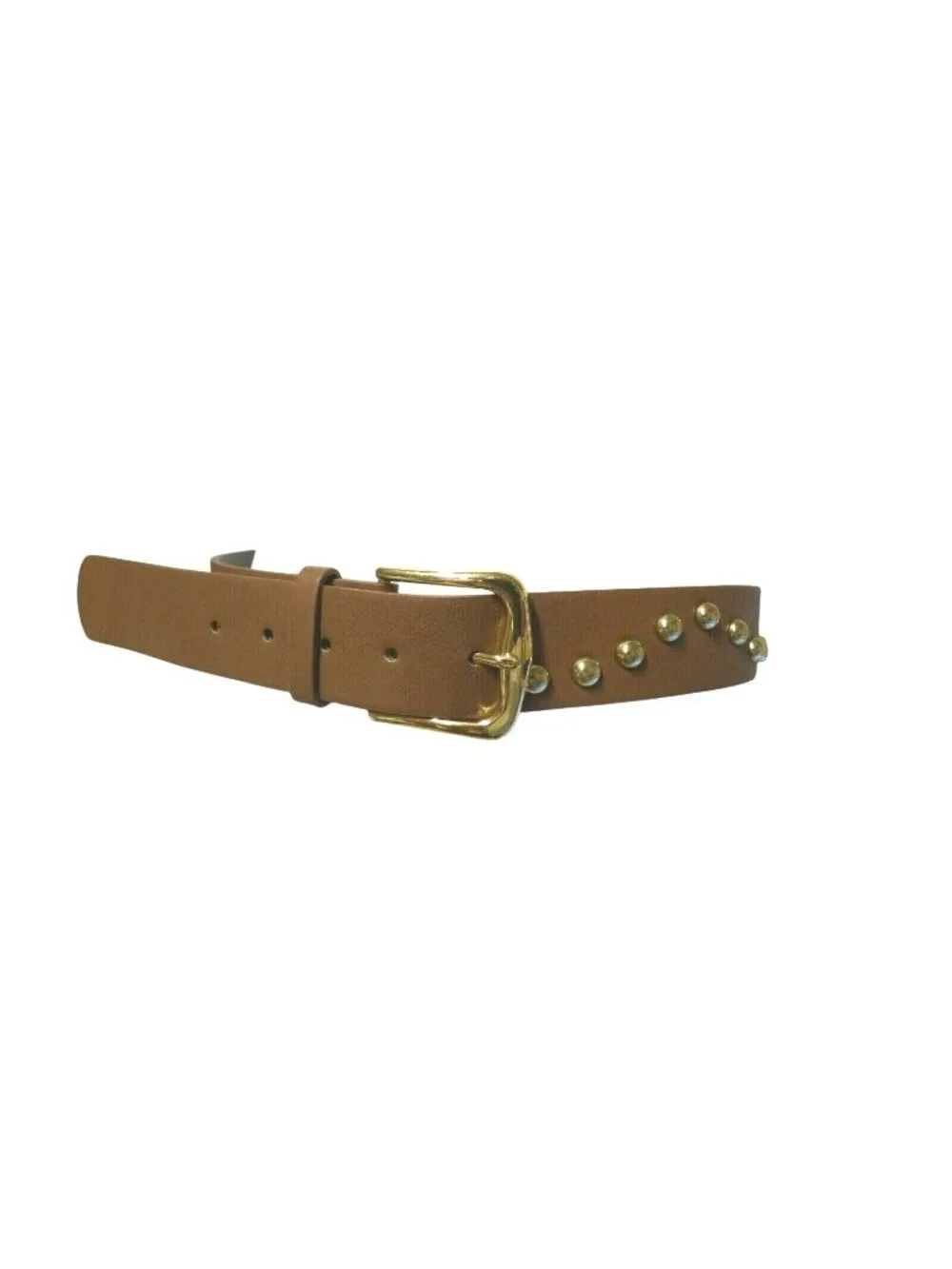 Kenneth Cole Reaction Women’s Rivet embellished 2.5”leather belt, Brown, S